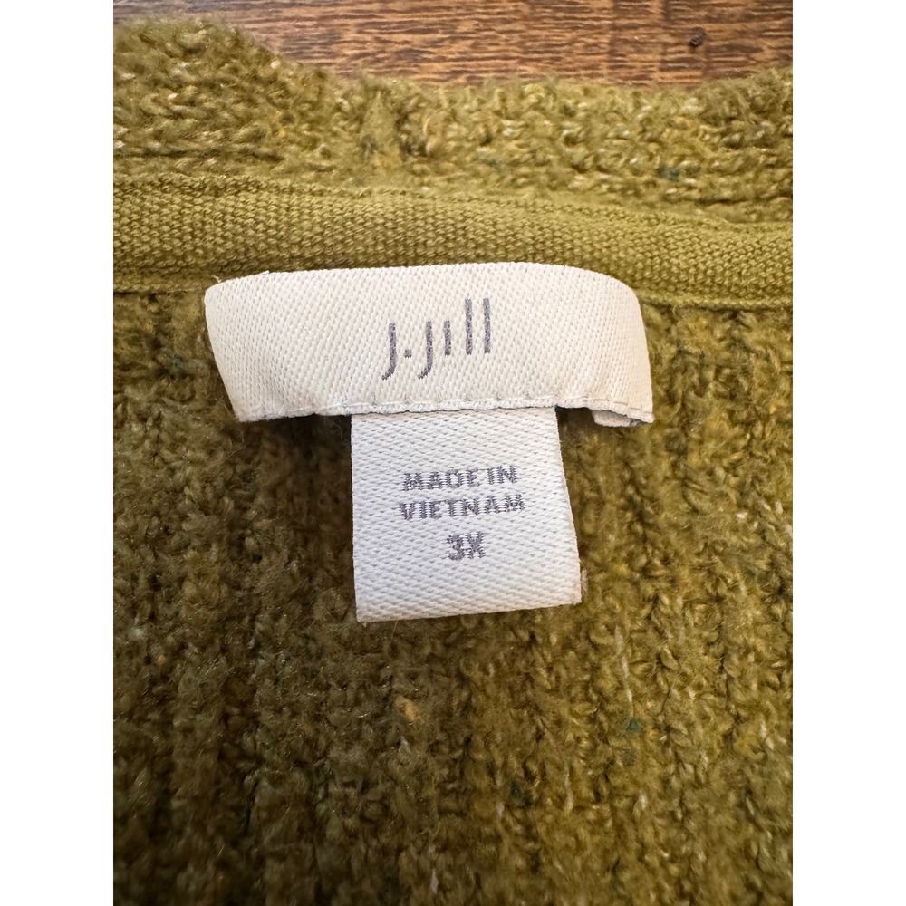 J. Jill Women's 3X Olive Green V-Neck Oversized Ribbed Knit Sweater - Picture 2 of 7